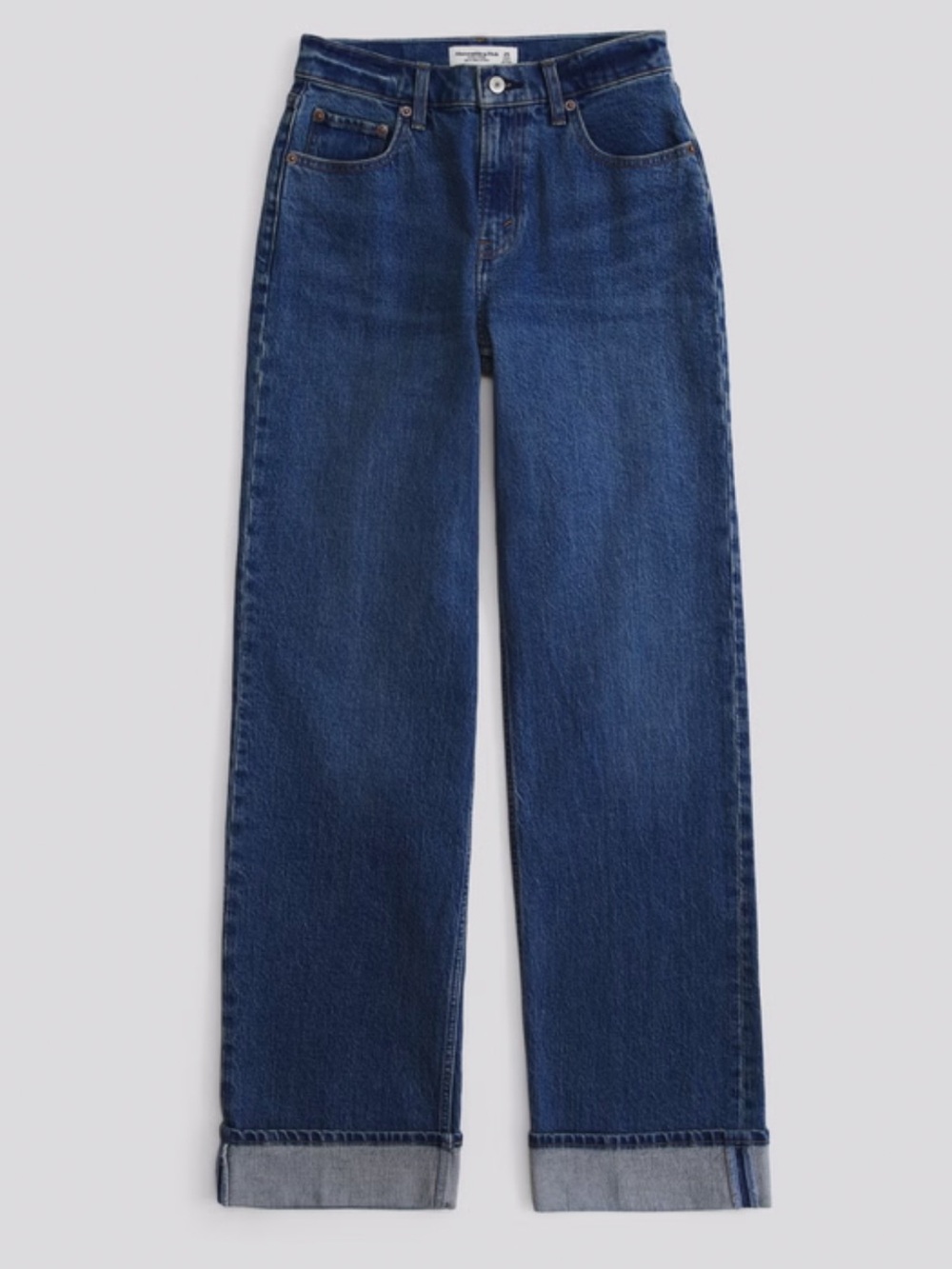 Abercrombie & Fitch Mid-Blue Straight-Leg Women’s Jeans Baggy Low Rise Curve Lov